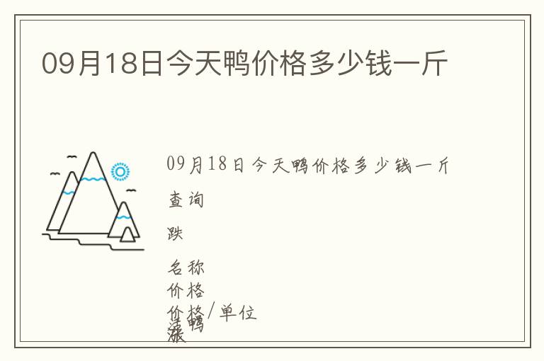 09月18日今天鴨價格多少錢一斤