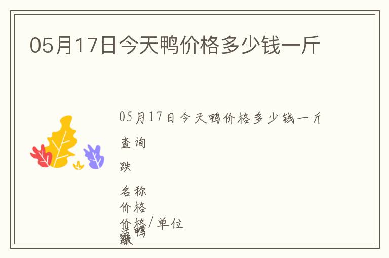 05月17日今天鴨價格多少錢一斤