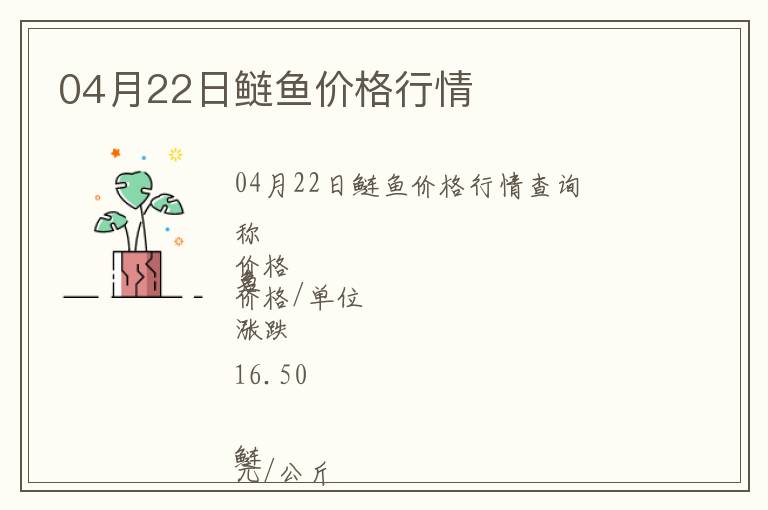 04月22日鰱魚價格行情