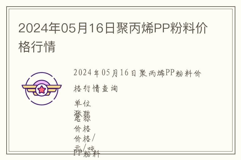 2024年05月16日聚丙烯PP粉料價(jià)格行情