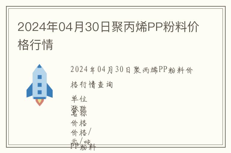 2024年04月30日聚丙烯PP粉料價(jià)格行情