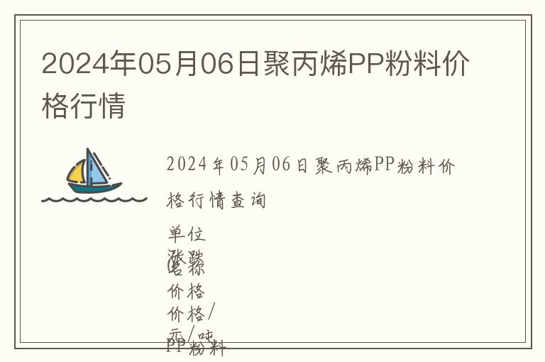 2024年05月06日聚丙烯PP粉料價格行情