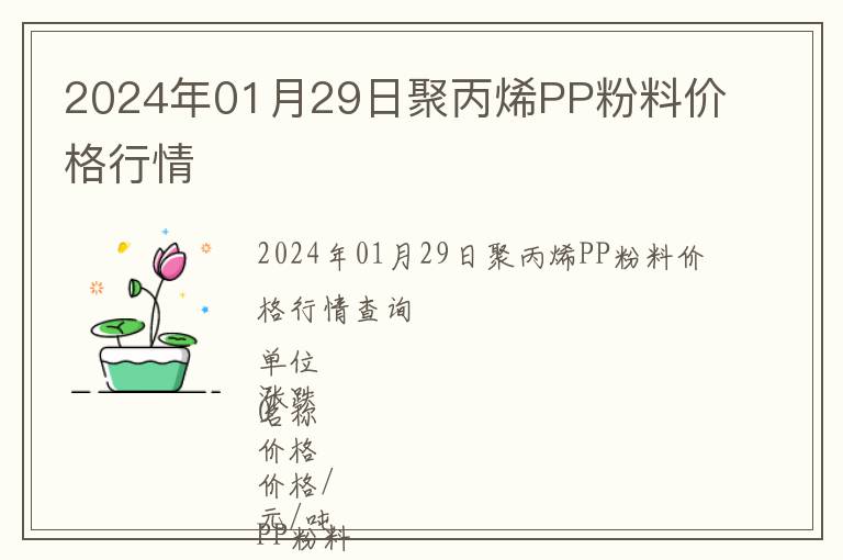 2024年01月29日聚丙烯PP粉料價格行情