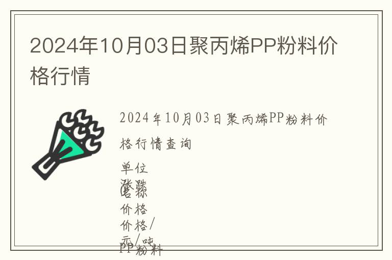 2024年10月03日聚丙烯PP粉料價(jià)格行情