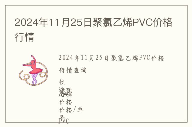 2024年11月25日聚氯乙烯PVC價格行情