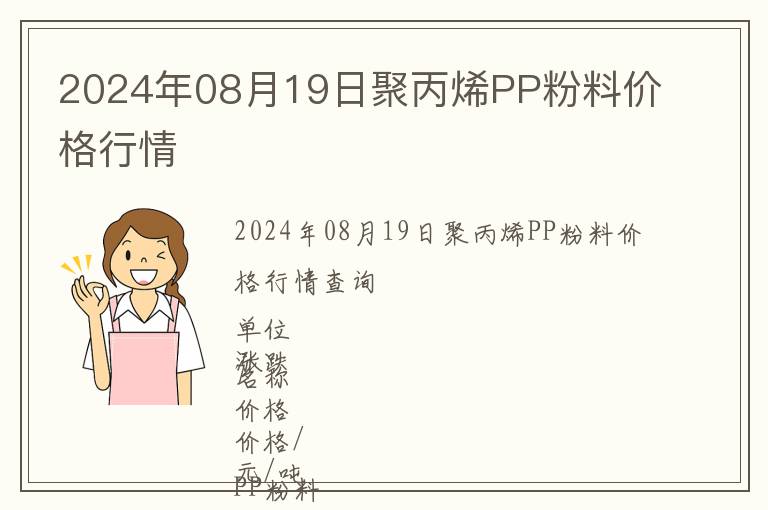 2024年08月19日聚丙烯PP粉料價格行情