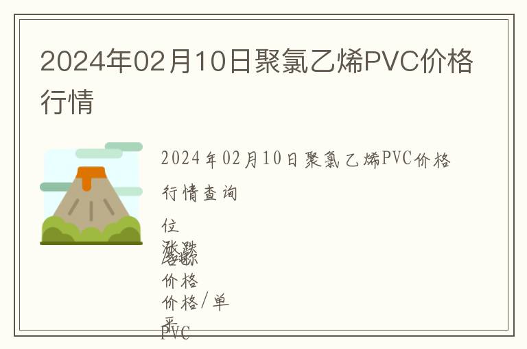 2024年02月10日聚氯乙烯PVC價(jià)格行情