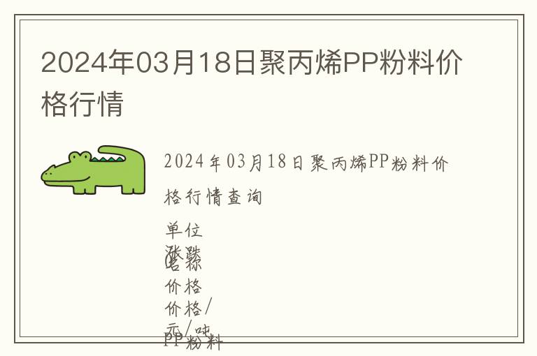 2024年03月18日聚丙烯PP粉料價格行情