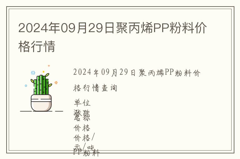 2024年09月29日聚丙烯PP粉料價格行情