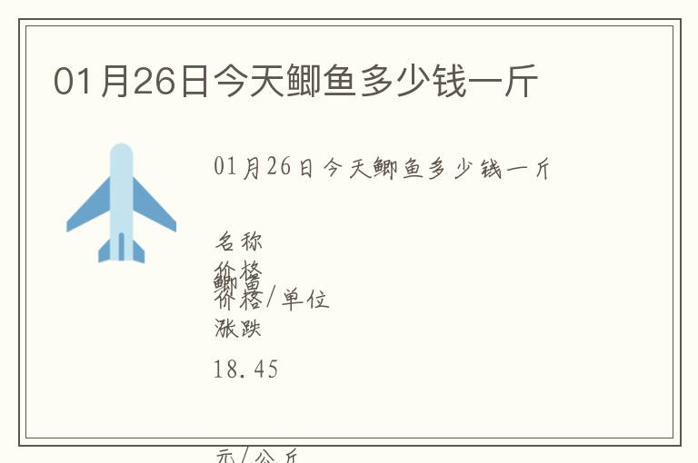 01月26日今天鯽魚多少錢一斤