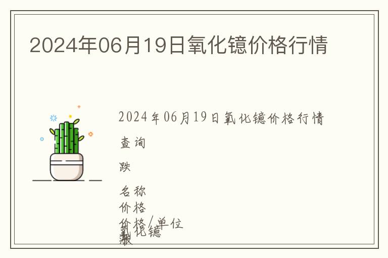 2024年06月19日氧化鐿價格行情