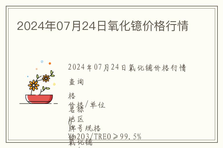 2024年07月24日氧化鐿價格行情