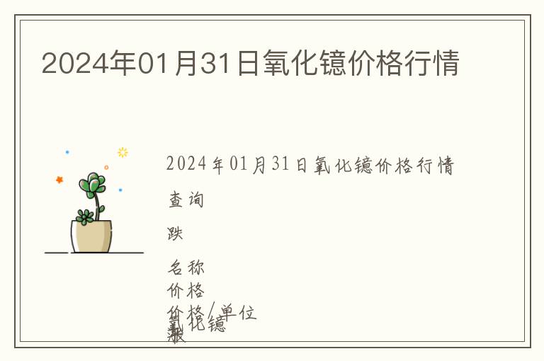 2024年01月31日氧化鐿價(jià)格行情