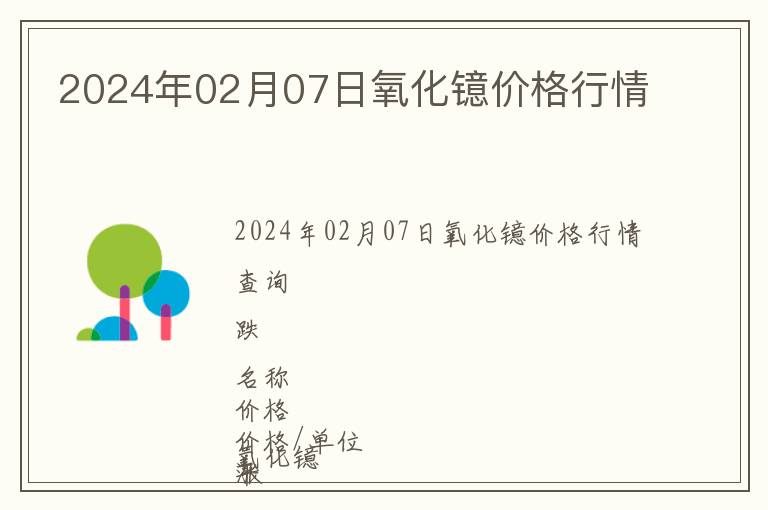 2024年02月07日氧化鐿價格行情
