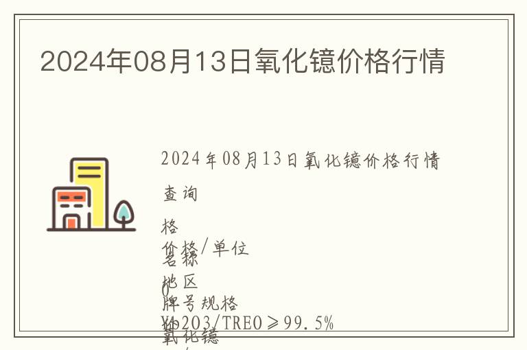 2024年08月13日氧化鐿價格行情