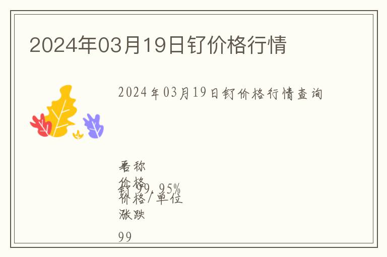 2024年03月19日釕價(jià)格行情