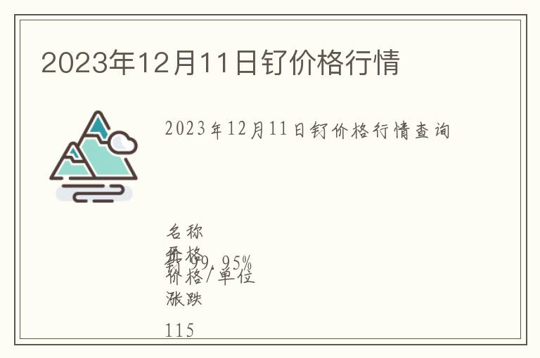 2023年12月11日釕價(jià)格行情