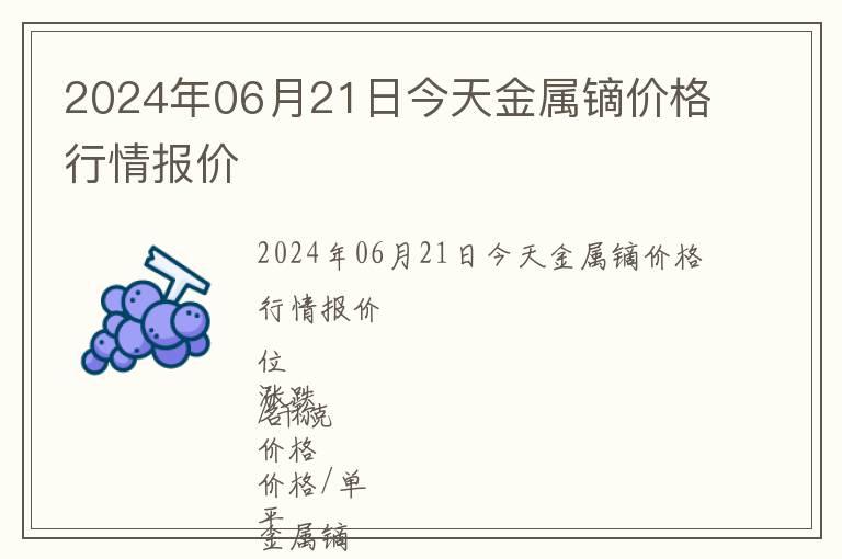 2024年06月21日今天金屬鏑價格行情報價