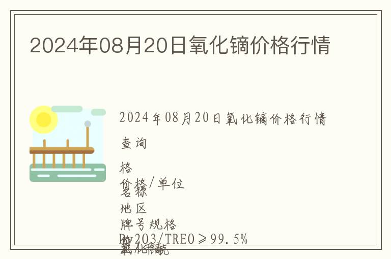 2024年08月20日氧化鏑價格行情