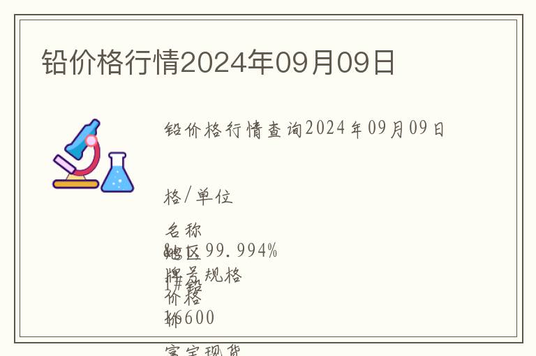鉛價(jià)格行情2024年09月09日