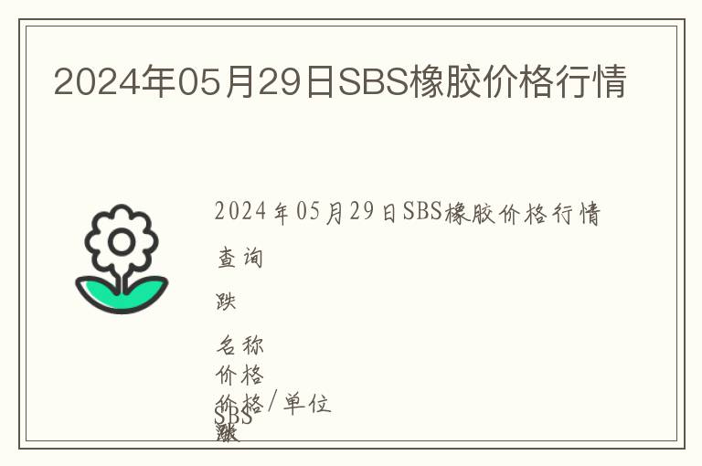 2024年05月29日SBS橡膠價格行情