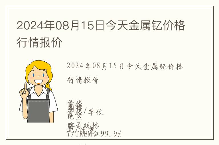 2024年08月15日今天金屬釔價格行情報價