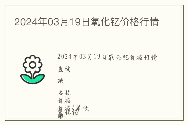 2024年03月19日氧化釔價格行情