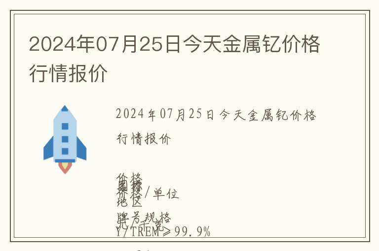 2024年07月25日今天金屬釔價格行情報價