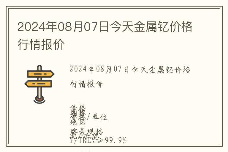 2024年08月07日今天金屬釔價格行情報價
