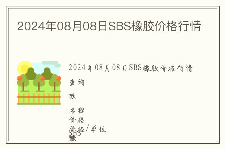 2024年08月08日SBS橡膠價格行情