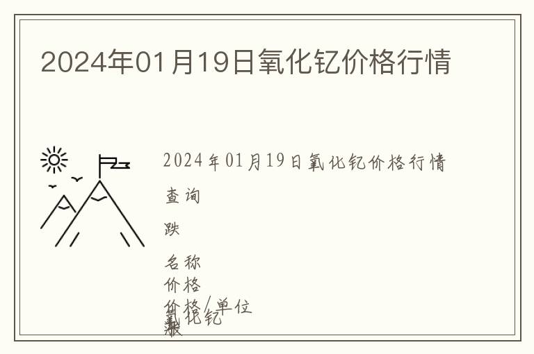 2024年01月19日氧化釔價(jià)格行情