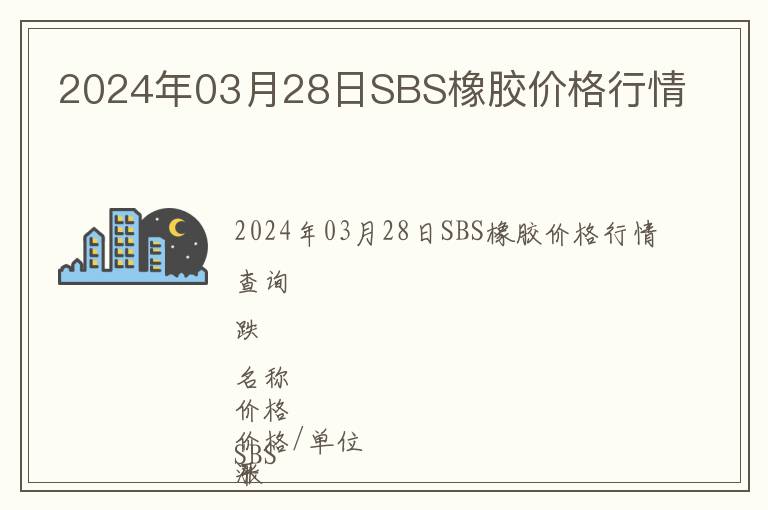 2024年03月28日SBS橡膠價格行情