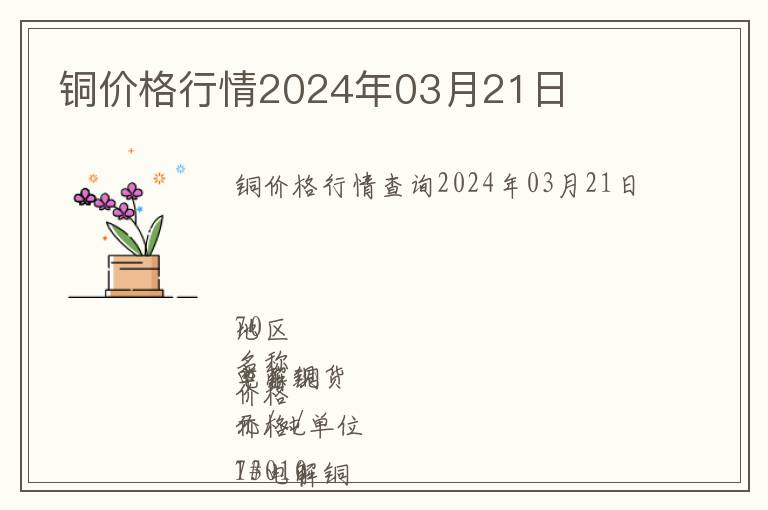 銅價(jià)格行情2024年03月21日