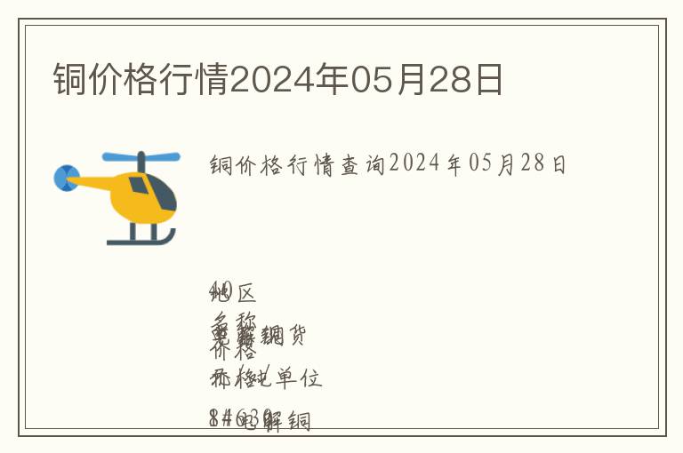 銅價格行情2024年05月28日