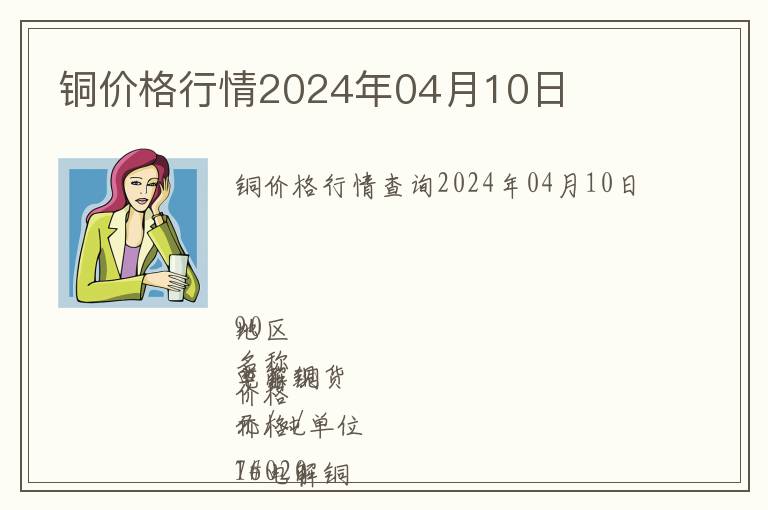 銅價格行情2024年04月10日