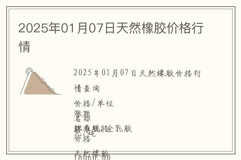 2025年01月07日天然橡膠價格行情