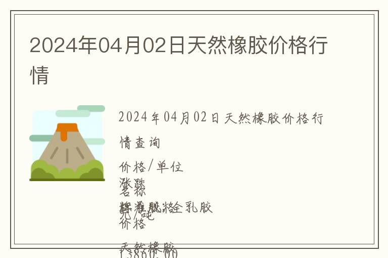 2024年04月02日天然橡膠價格行情