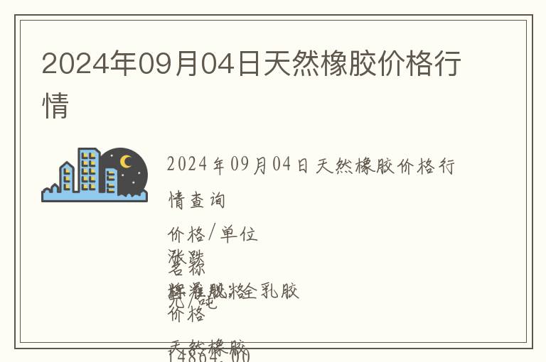 2024年09月04日天然橡膠價格行情