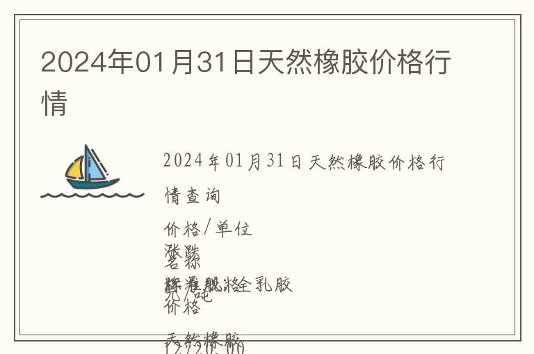 2024年01月31日天然橡膠價格行情