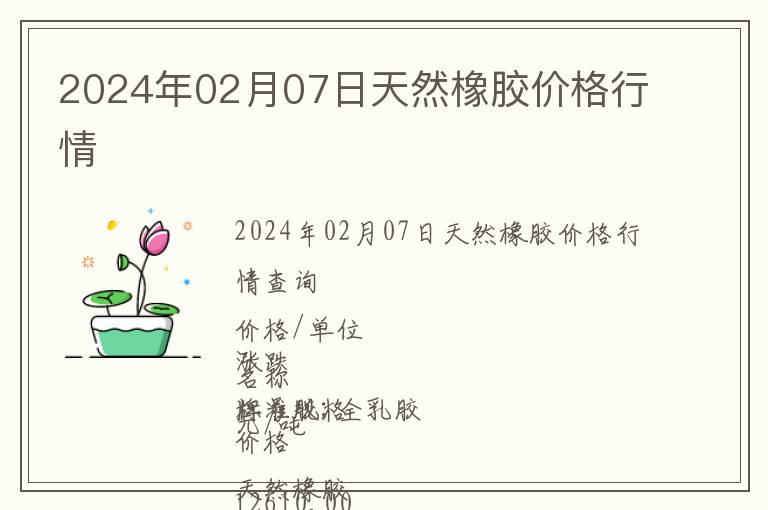 2024年02月07日天然橡膠價格行情
