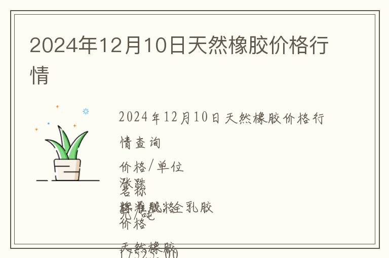 2024年12月10日天然橡膠價格行情