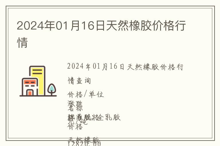 2024年01月16日天然橡膠價格行情