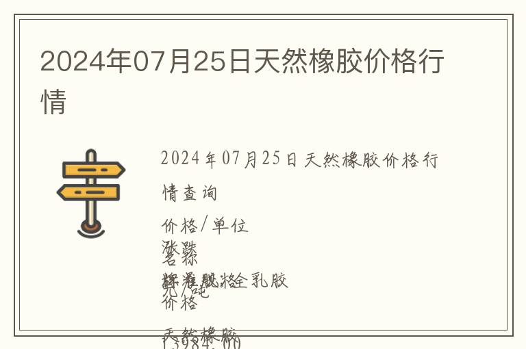 2024年07月25日天然橡膠價格行情