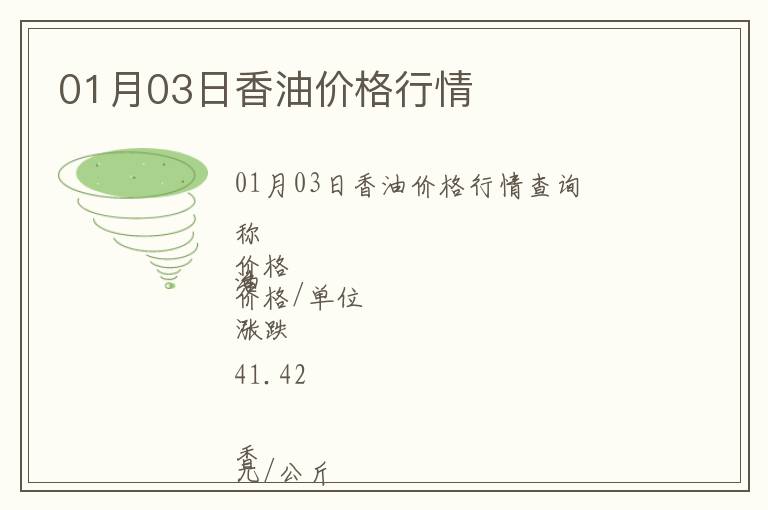 01月03日香油價(jià)格行情