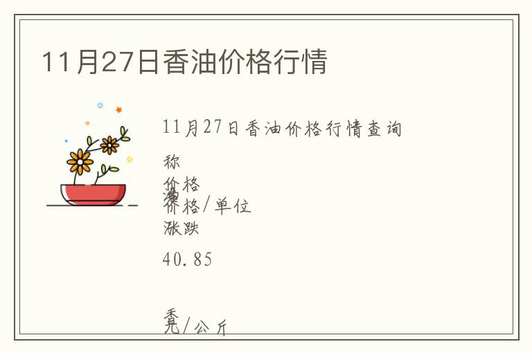11月27日香油價格行情