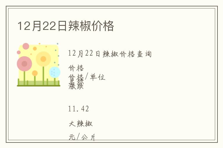 12月22日辣椒價格