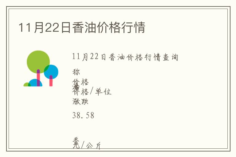 11月22日香油價格行情