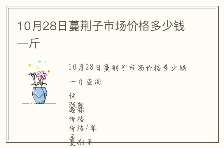 10月28日蔓荊子市場(chǎng)價(jià)格多少錢一斤