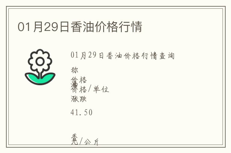 01月29日香油價(jià)格行情