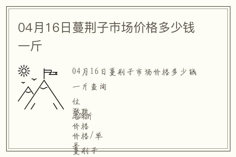 04月16日蔓荊子市場(chǎng)價(jià)格多少錢一斤